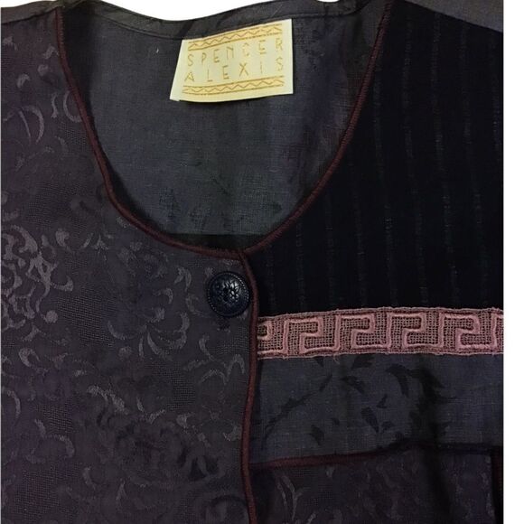 Spenser Alexis VTG Lagenlook Mixed Materials Button Front Blouse/Jacket - Picture 8 of 12